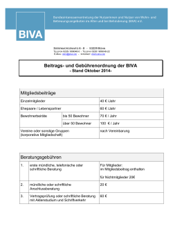 Beitrags- und Gebührenordnung der BIVA Mitgliedsbeiträge