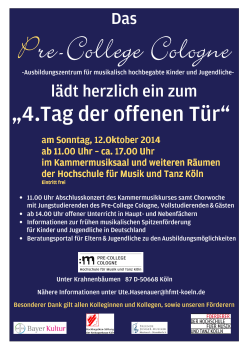 4. Tag der offenen Türe des Pre-College Cologne - Hochschule für