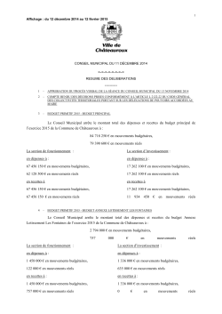 résumé Conseil Municipal 11 décembre 2014