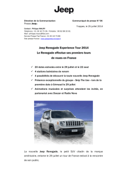 Communiqué Jeep Renegade Experience Tour 2014