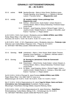 PDF (43 KB) Gottesdienstordnung | oznanilo 20.10. – 26.10.2014