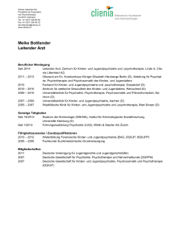 Curriculum Vitae Meike Bottlender - Clienia Privatklinik Littenheid