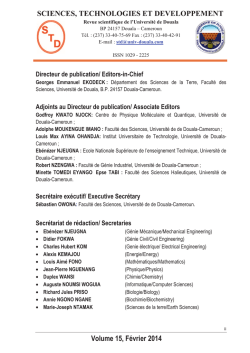 Editorial board - Universit&eacute; de Douala