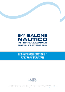 news from exhibitors - 54° Salone Nautico Internazionale di Genova