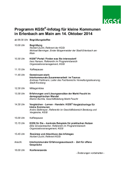 Programm: Infotag für kleine Kommunen in Erlenbach - KGSt