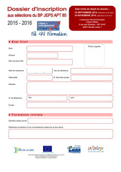 Dossier inscription BPJEPS APT 85