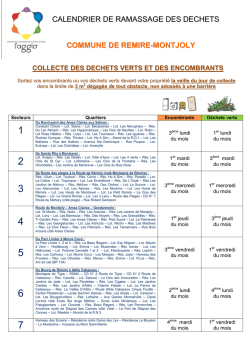 calendrier de collecte des d&eacute;chets &ndash; R&eacute;mire