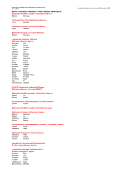 Liste der BSVS Technischen Offiziellen - Swiss Badminton