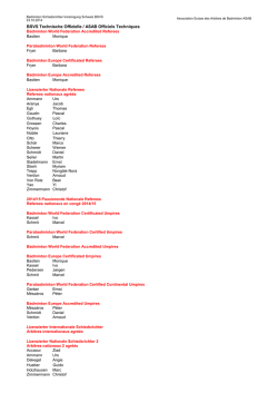 Liste der BSVS Technischen Offiziellen - Swiss Badminton