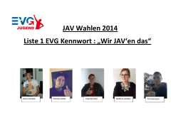 JAV Wahlen 2014 Liste 1 EVG Kennwort : &bdquo;Wir JAVen das&ldquo;