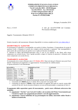 Tesseramento - FIPAV - Comitato Provinciale di Bologna