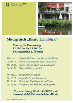 Mittagstisch im Bistro Lahnblick, November 2014 - Diakonie Lahn Dill