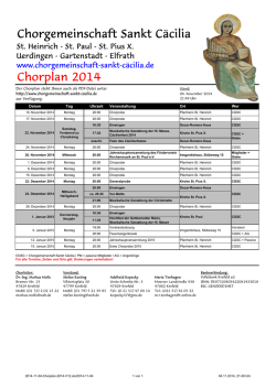 Chorgemeinschaft Sankt Cäcilia Chorplan 2014