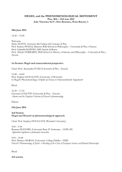 HEGEL and the PHENOMENOLOGICAL MOVEMENT
