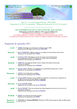 Programme de septembre 2014