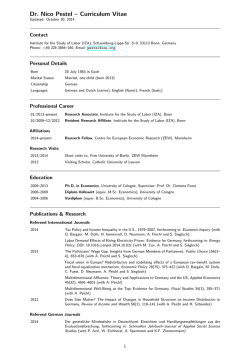 Dr. Nico Pestel &ndash; Curriculum Vitae - IZA