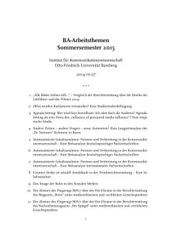 Bachelor-Arbeitsthemen SS 2015 - Universität Bamberg