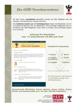 Ihr G&Ouml;D Vorteil - Preise und Info Newsletter - PeRy Media