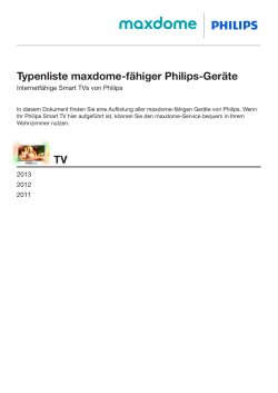 Typenliste maxdome-fähiger Philips-Geräte TV