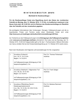 merkblatt für anfänger - Juristische Fakultät - Universität Tübingen