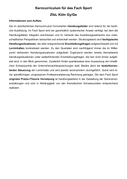 Kerncurriculum für das Fach Sport ZfsL Köln Gy/Ge