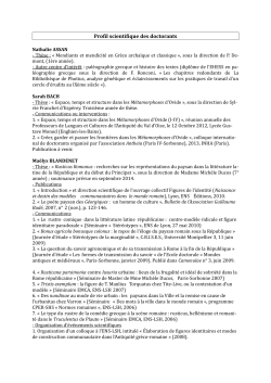 Profil scientifique des doctorants - Université Paris