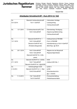 01. Arbeitsplan Schuldrecht-BT Kurs 2014 I - Teil 2 - hemmer