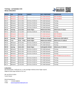 Trainings.- und Spielplan U16 Winter 2014/2015
