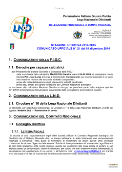 Comunicato Ufficiale n° 21