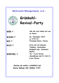 Grünkohl- Revival-Party - Eintracht Wangerland