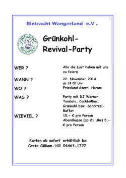 Gr&uuml;nkohl- Revival-Party - Eintracht Wangerland