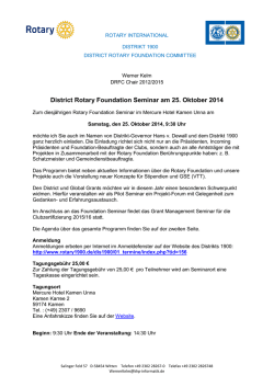 District Rotary Foundation Seminar am 25. Oktober 2014