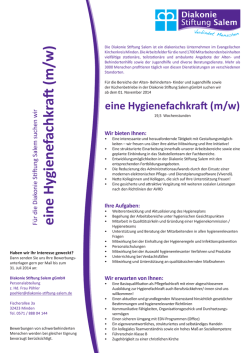 eine Hygienefachkraft (m/w) - Diakonie Stiftung Salem