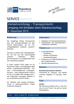 Verkehrsinfotag Transportrecht - IHK Regensburg