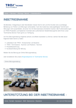 INBETRIEBNAHME UNTERST&Uuml;TZUNG BEI DER - TROX GmbH