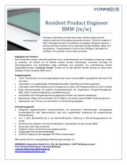 Resident Product Engineer BMW (m/w) - Henniges Automotive