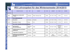 Vorlesungsverzeichnis Wintersemester 2014/2015 als PDF - IRS