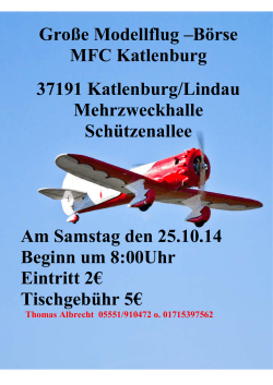 Große Modellflug –Börse MFC Katlenburg 37191 Katlenburg/Lindau