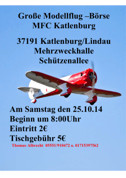 Gro&szlig;e Modellflug &ndash;B&ouml;rse MFC Katlenburg 37191 Katlenburg/Lindau