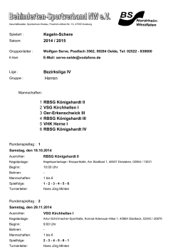 Rundenspieltage - Bezirksliga 4 - Behinderten Sport Gemeinschaft