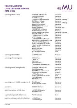 HEMU CLASSIQUE LISTE DES ENSEIGNANTS 2013-2014