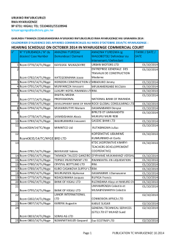 hearing schedule on october 2014 in nyarugenge