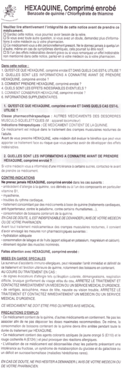 HEXAQUINE, Gomprimé enrobé