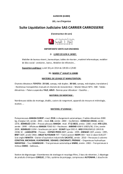 Suite Liquidation Judiciaire SAS CARRIER
