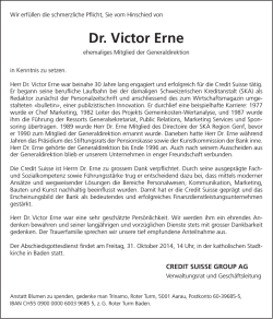 Dr. Victor Erne - Trauer