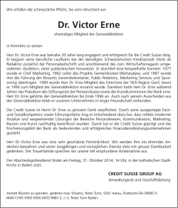 Dr. Victor Erne - Trauer