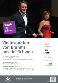 Violinsonaten von Brahms aus der Schweiz - Klassik im Rüden