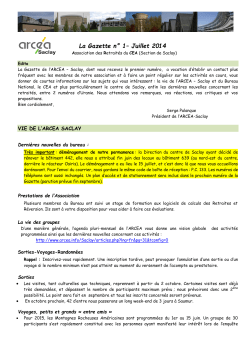 N° 1 – Juillet 2014