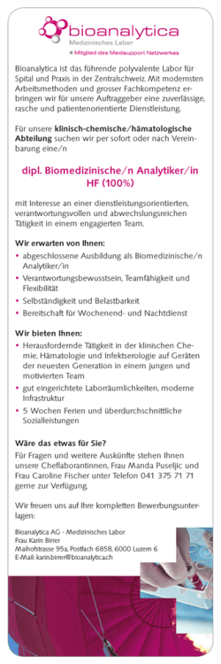 dipl. Biomedizinische/n Analytiker/in HF (100%) - labmed