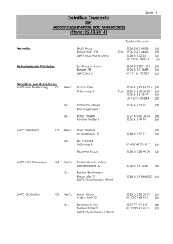 Kontaktverzeichnis der Feuerwehr - Verbandsgemeinde Bad